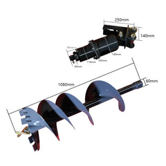 32x8" Auger Attachment for 1-1.8 Ton Mini Excavators
