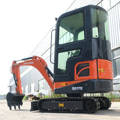 1.7 Ton Mini Excavator SD17E Pro With Enclosed Cab And 14 Hp Kubota D722 Engine