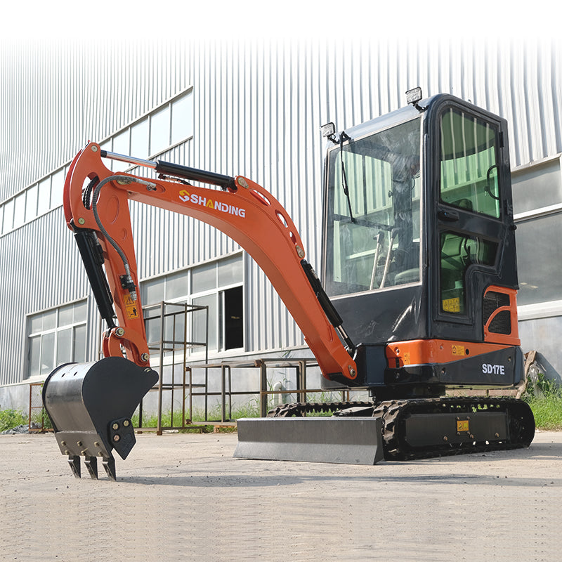 1.7 Ton Mini Excavator SD17E Pro With Enclosed Cab And 14 Hp Kubota D722 Engine
