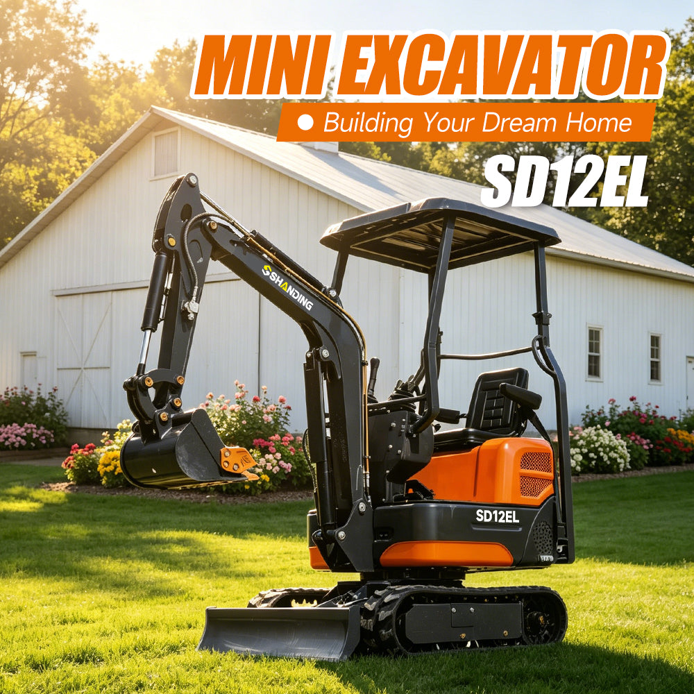 1 Ton Mini Excavator SD12EL With 13.5hp RATO Petrol Engine And Mechanical Quick Change