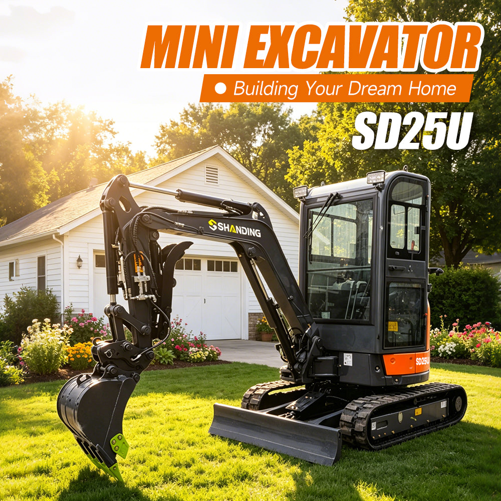 2.5 Ton Mini Excavator SD25U With Enclosed Cab And 20 Hp Yanmar 380F Engine
