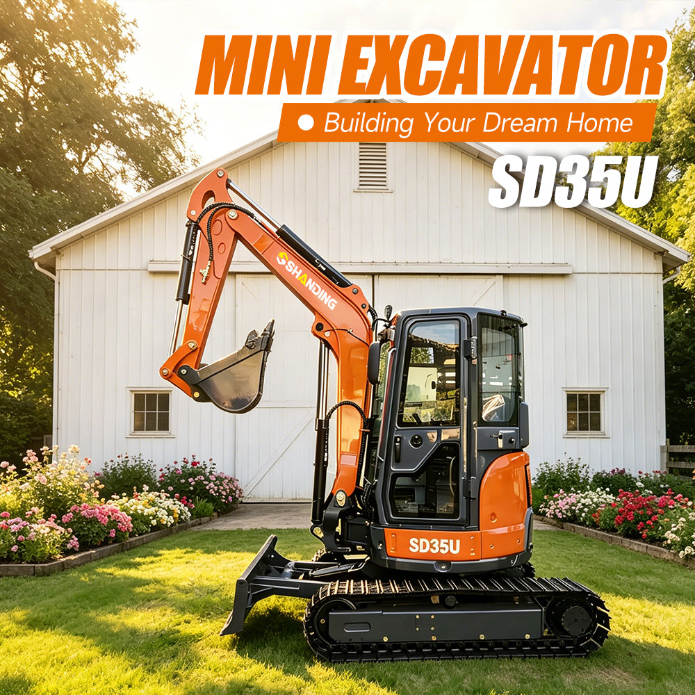 3.5 Ton Mini Excavator SD35U Equipped With Kubota 1703 Engine And Cab